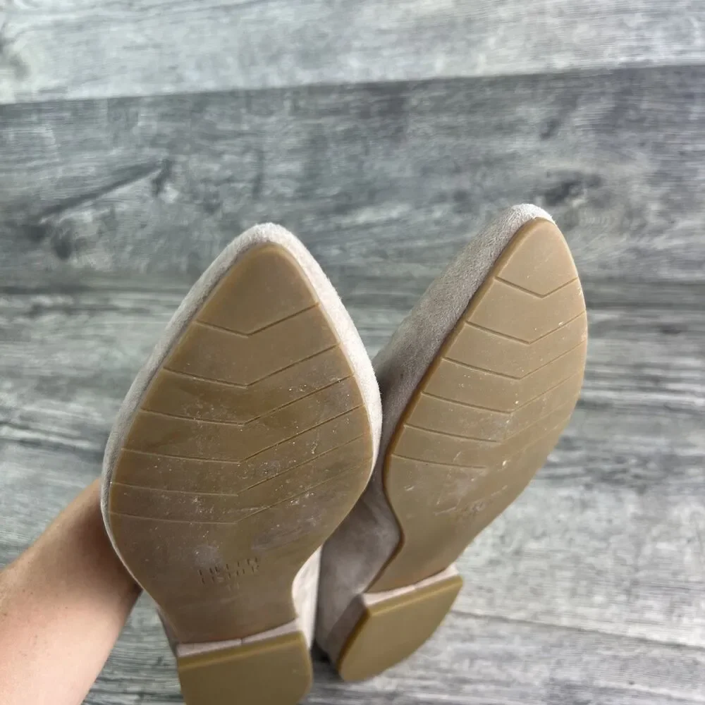 Eileen Fisher Posy Ballet Flats Suede Tan Pointed Toe Scalloped Women’s Size 11
